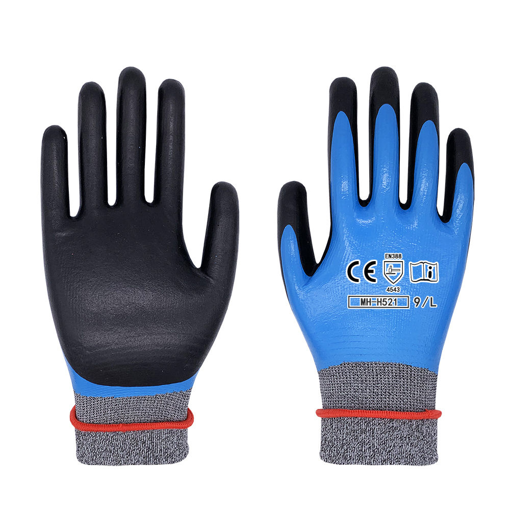 Double sided nitrile anti cutting gloves